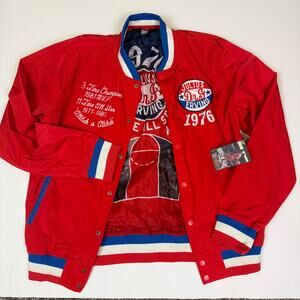 Julius ‘Dr.J’ Erving Roots Of Fight Red Stadium Jacket Snap Close Size XL W/Tags